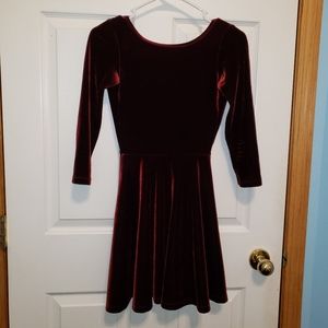 American Apparel Red Velvet Skater Dress